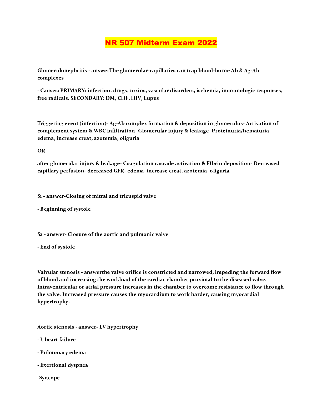 Preview image of NR 507 Midterm Exam 2022 document